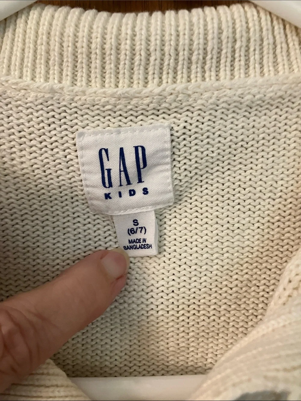 GAP Cream Cable Knit Shawl-Collar Pullover Sweater